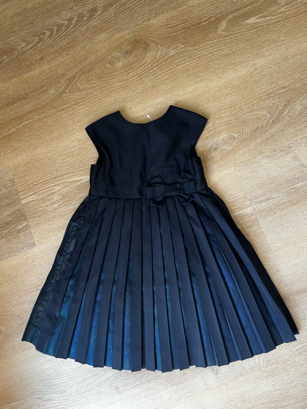 Jacadi Navy Pleated Dress with Waist Bow Size 4